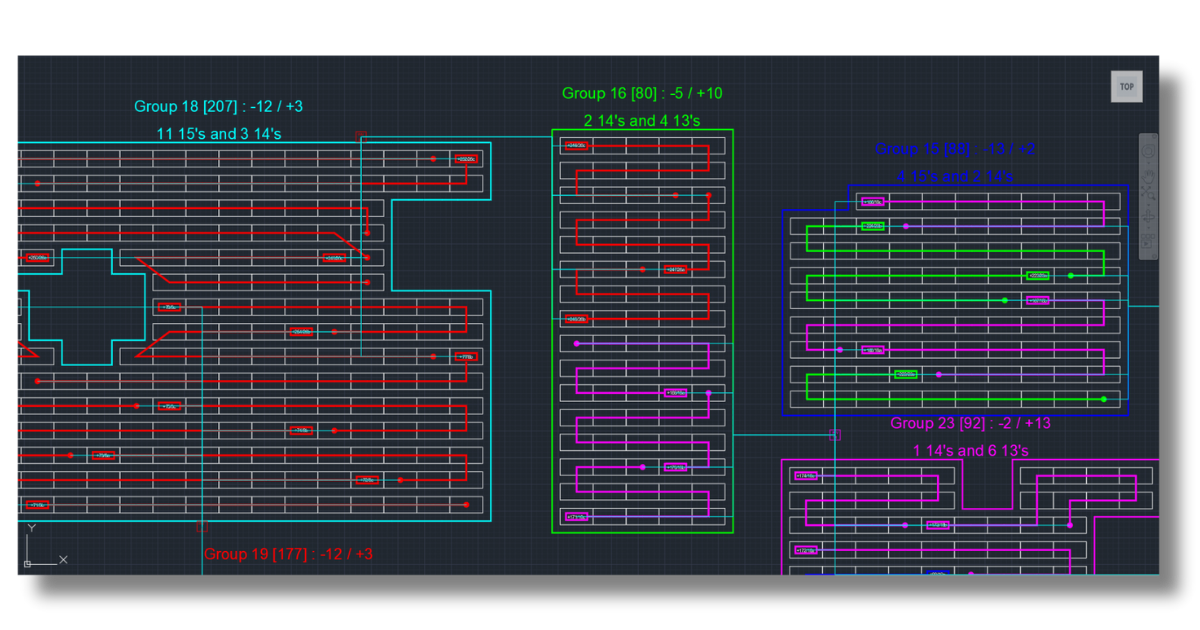Branch by Leaf Automation — automated solar panel stringing in AutoCAD